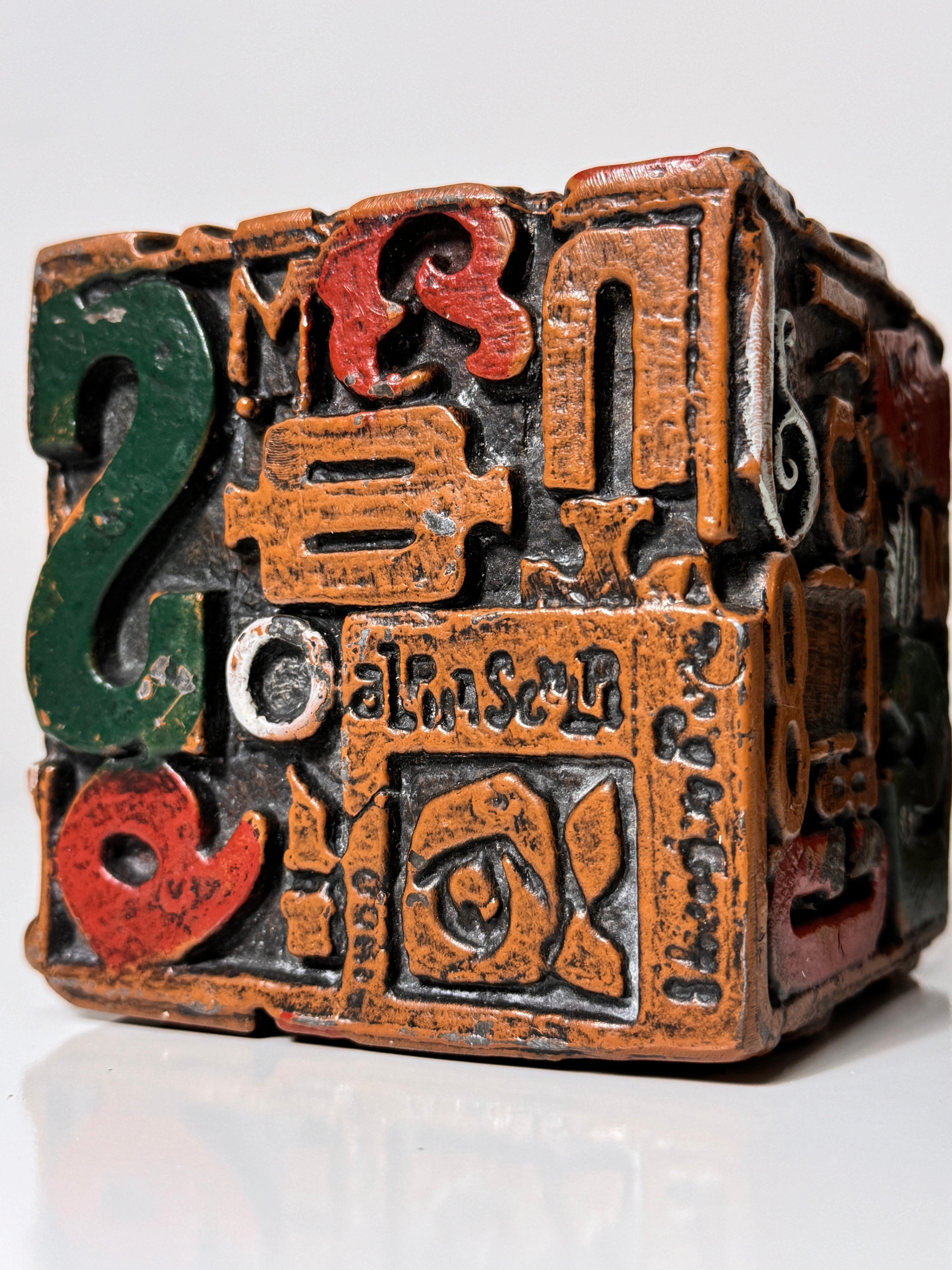 Mid Century Sheldon Rose Alpha Sculpt Cube Letterpress Sculptures Bookends 1960s For Sale 2