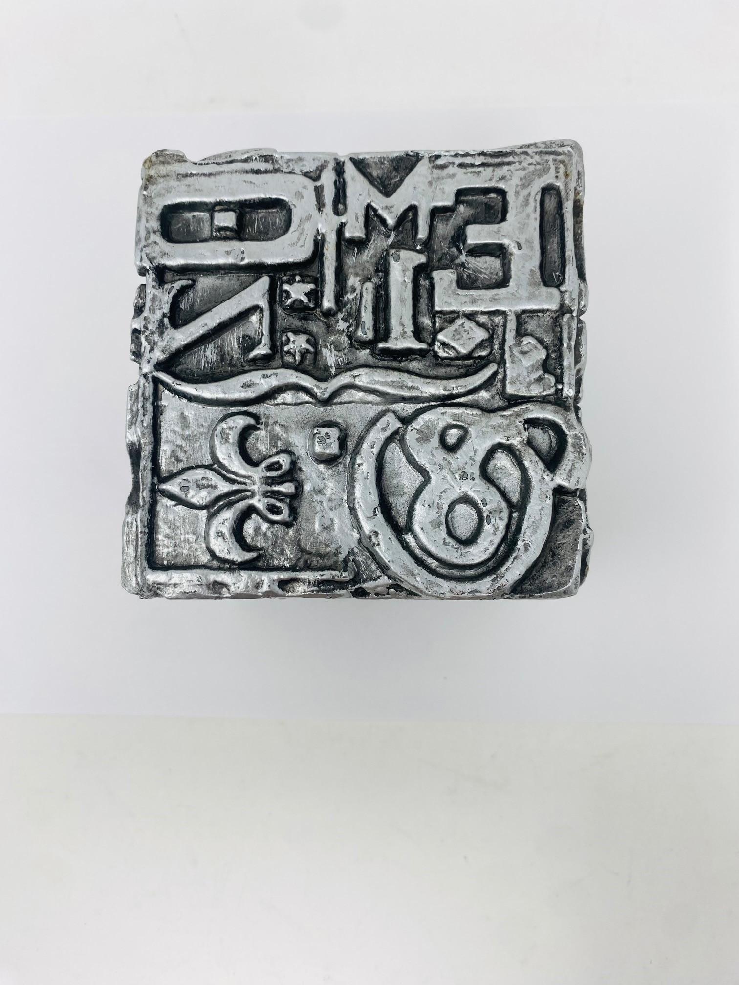 Mid-Century Sheldon Rose AlphaSculpt Typesetter Block Sculpture Bookend For Sale 2