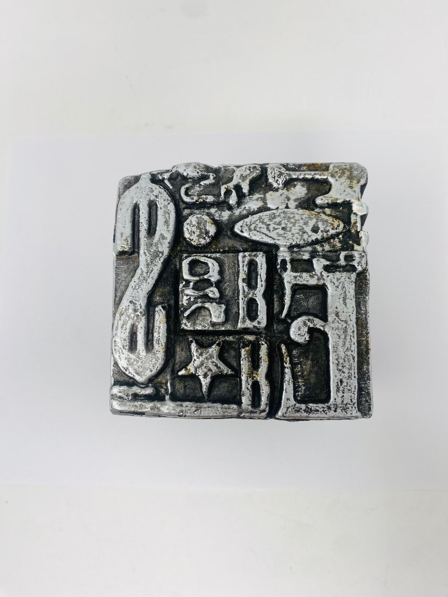 Mid-Century Sheldon Rose AlphaSculpt Typesetter Block Sculpture Bookend For Sale 3