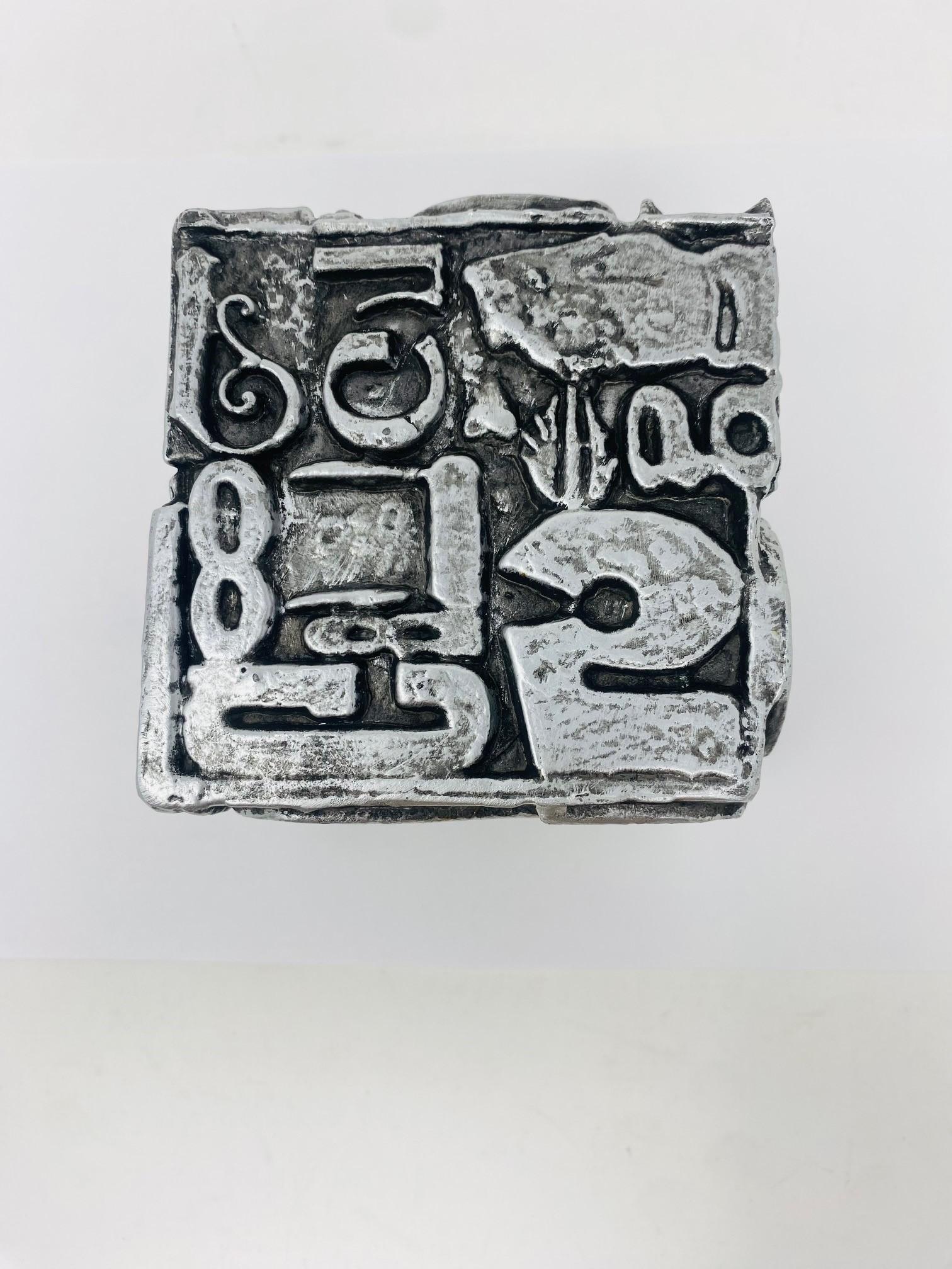 Mid-Century Sheldon Rose AlphaSculpt Typesetter Block Sculpture Bookend For Sale 1