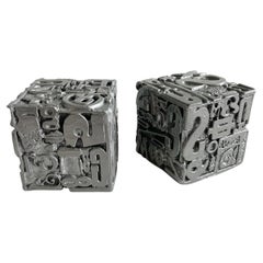 Mid-Century Sheldon Rose AlphaSculpt Typesetter Blocks Sculpture Bookends