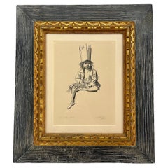 Mid-Century Sheldon Shelly Fink Etching on Paper Titled Paper Crown, circa 1966