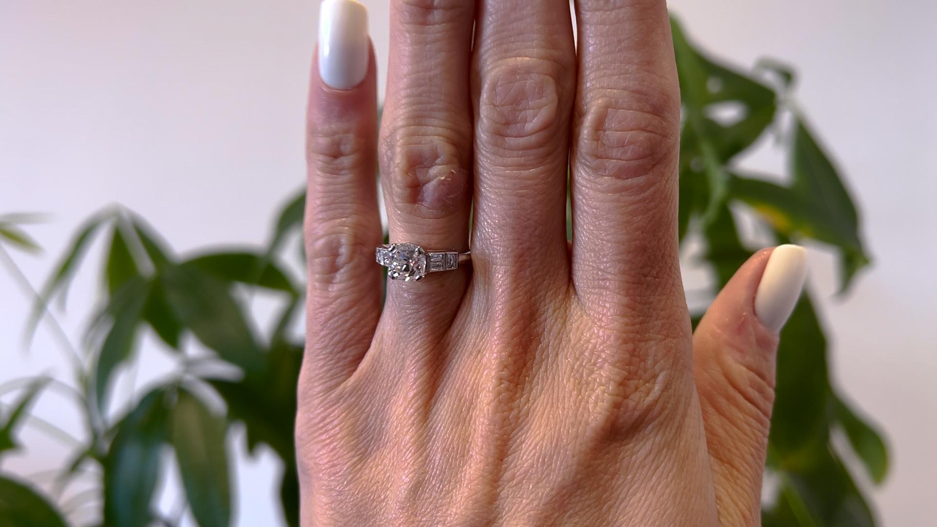 Platinring mit Sheldon Speyer, GIA 1,56 Karat Diamant im alten Minenschliff, Mid-Century (Alteuropäischer Brillantschliff)