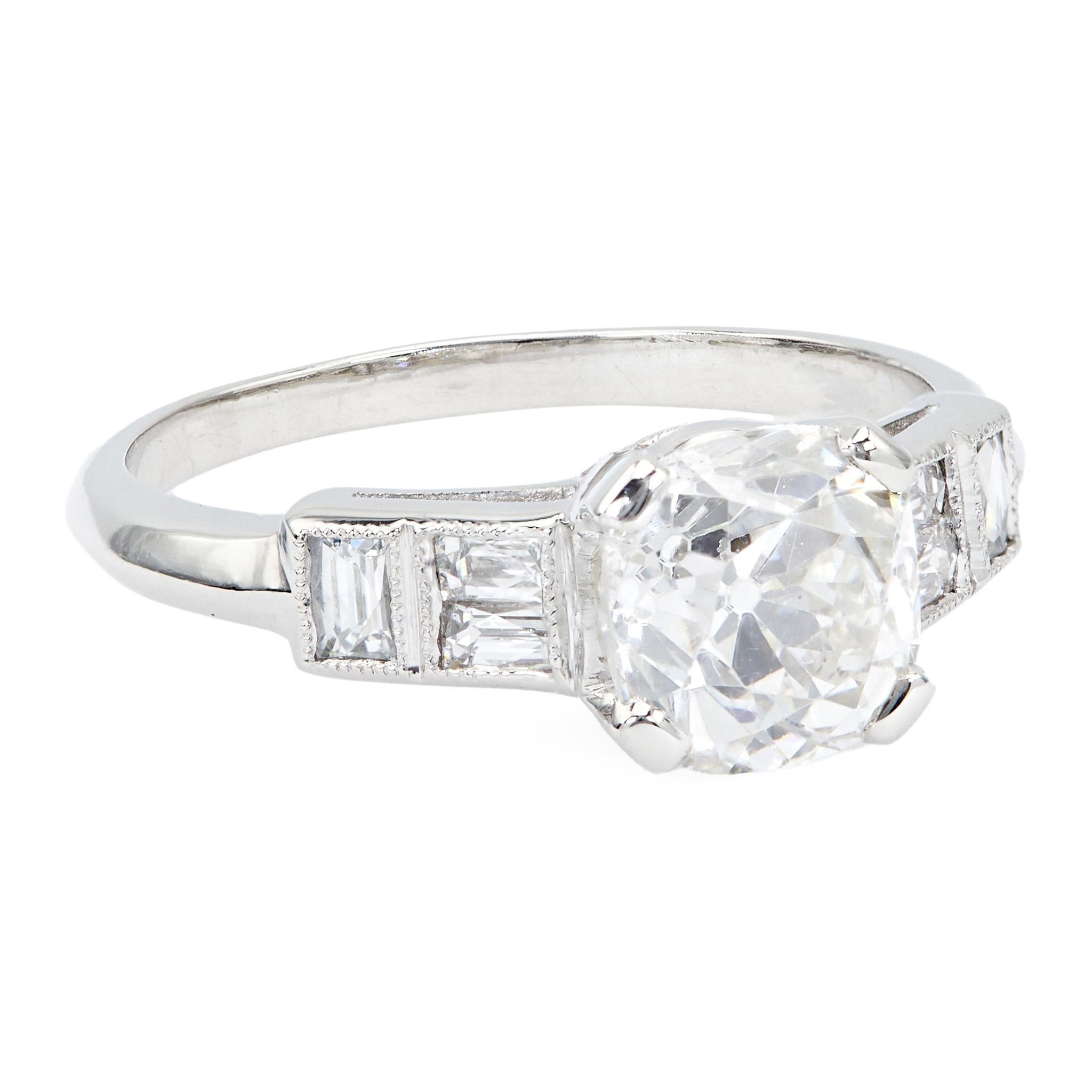 Platinring mit Sheldon Speyer, GIA 1,56 Karat Diamant im alten Minenschliff, Mid-Century für Damen oder Herren