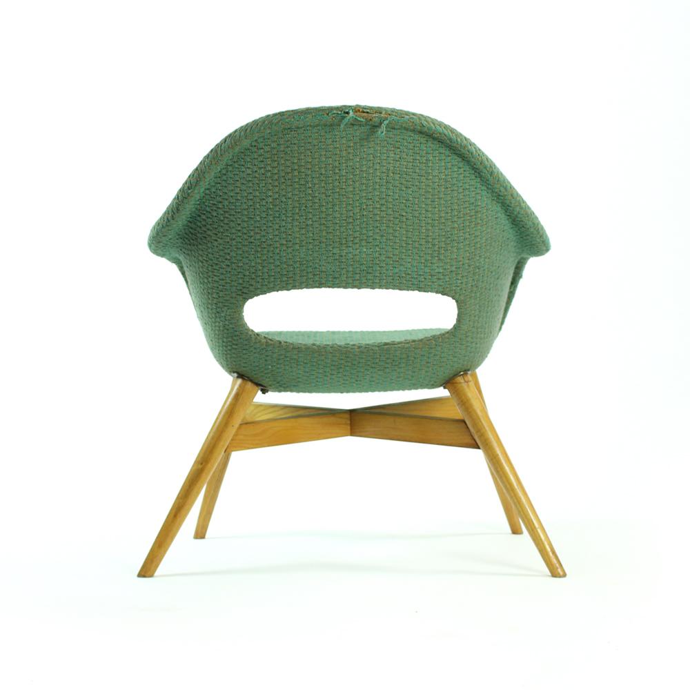 Fabric Mid Century Shell Chair By František Jirák, 1960s For Sale