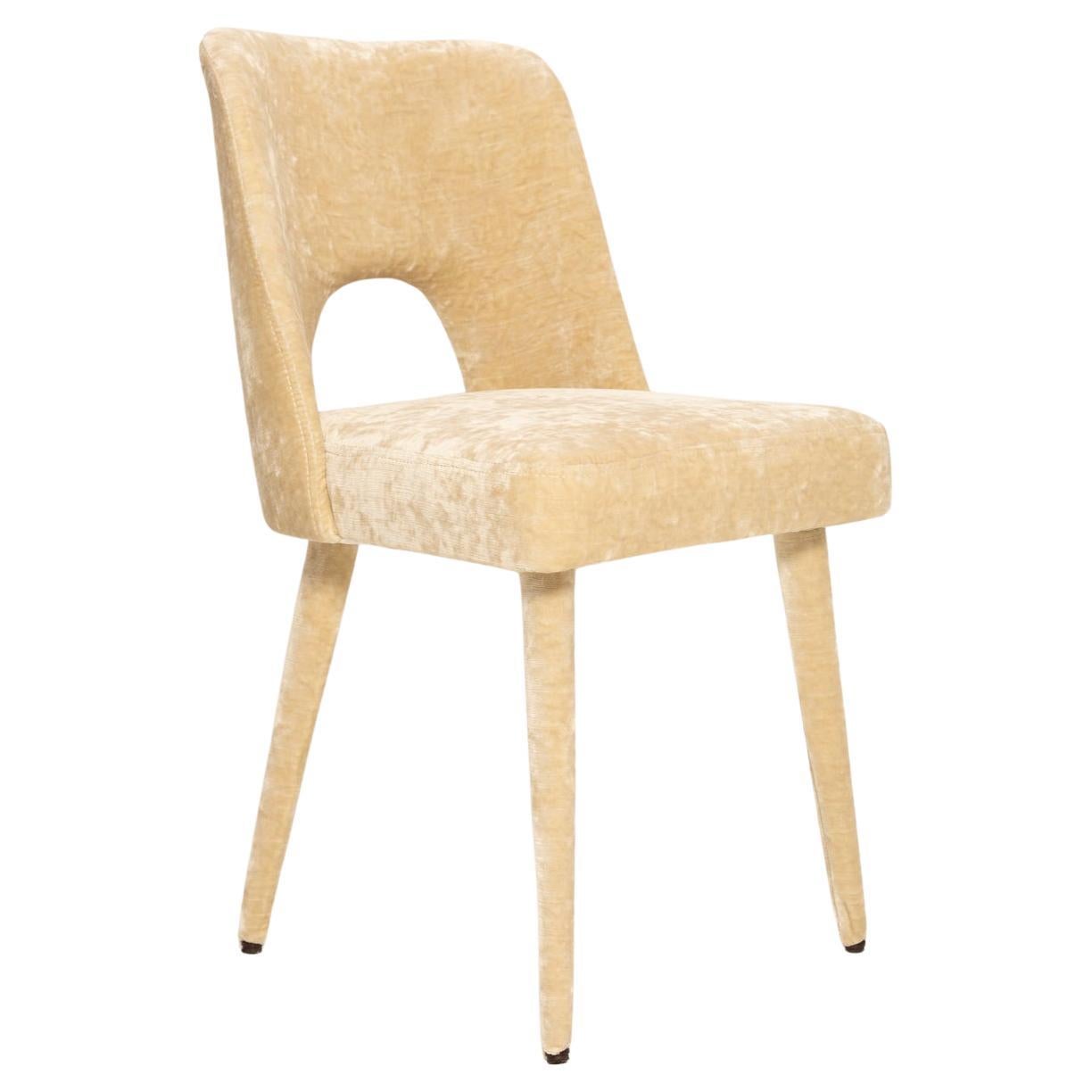 Mid Century Schalenstuhl aus beigem Samt Capri II von Pierre Frey, 1960er Jahre