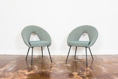 Pair of Green Mid-Century Vintage Shell Chairs, Black Metal Legs, 1970's