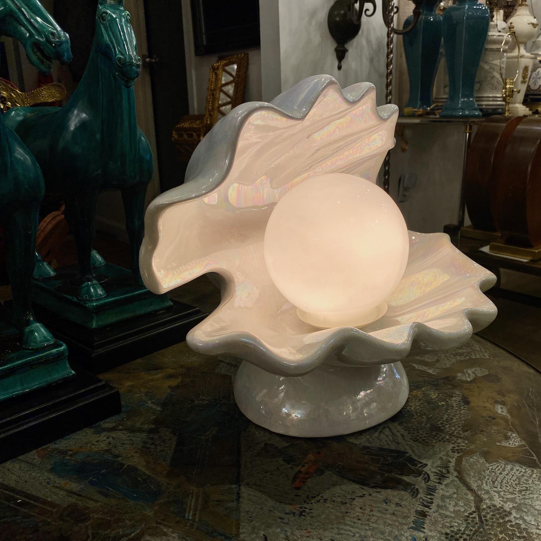 Mid-20th Century Midcentury Shell Shaped Porcelain Lamps For Sale