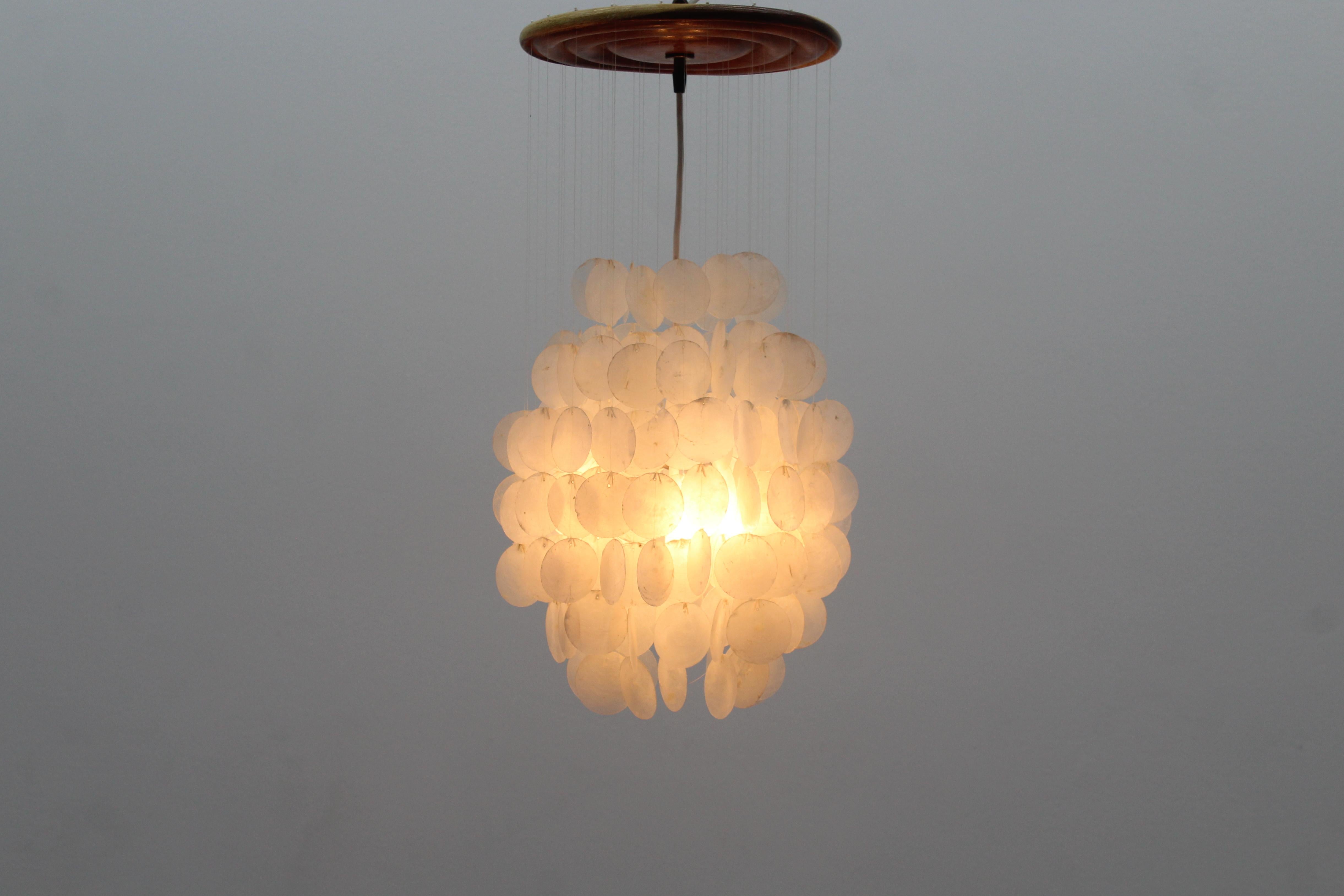 Mid-Century Shell Suspension Lamp by V. Panton for J. Luber AG 1960s For Sale 4