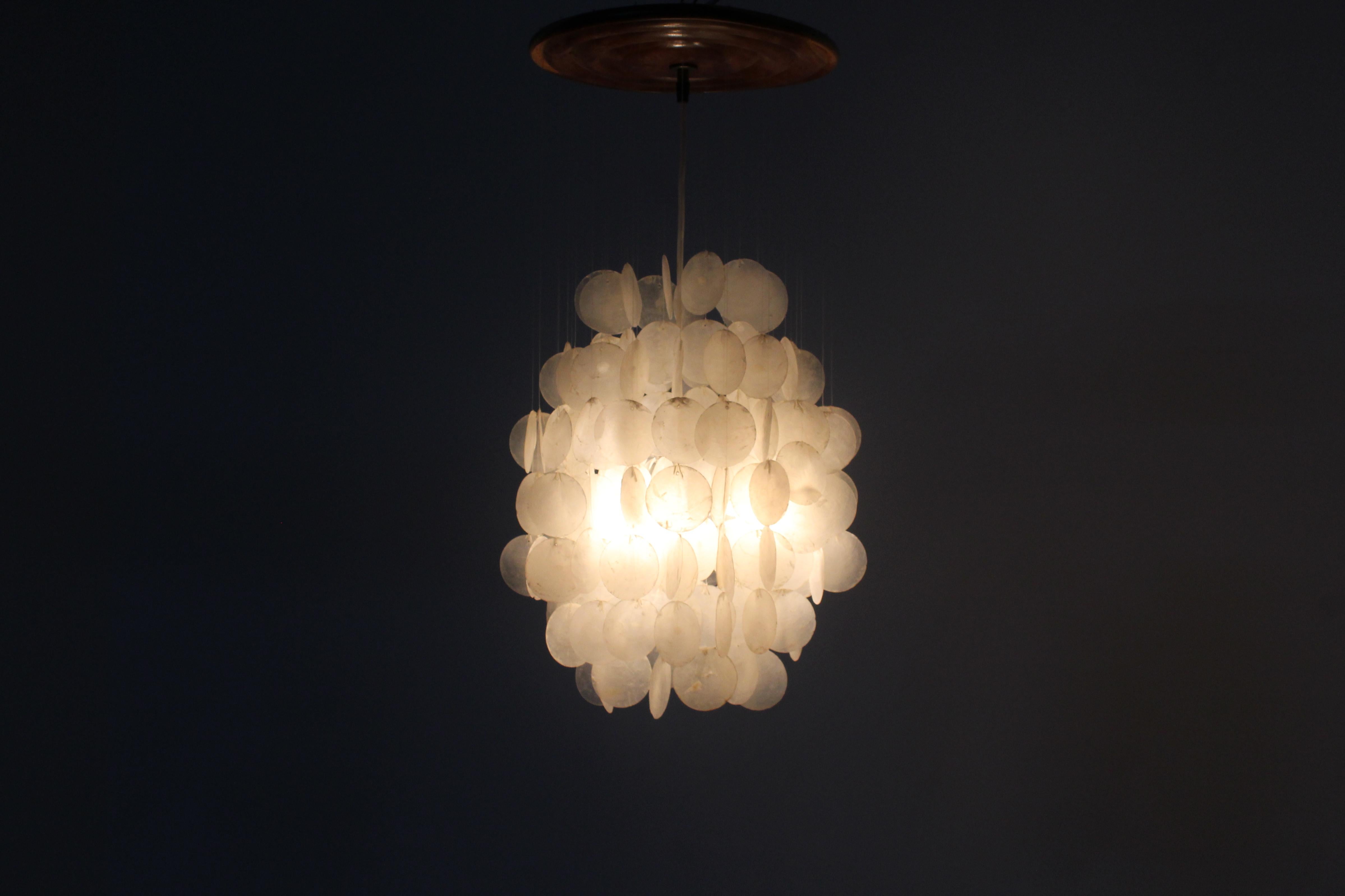 Mid-Century Shell Suspension Lamp by V. Panton for J. Luber AG 1960s For Sale 6