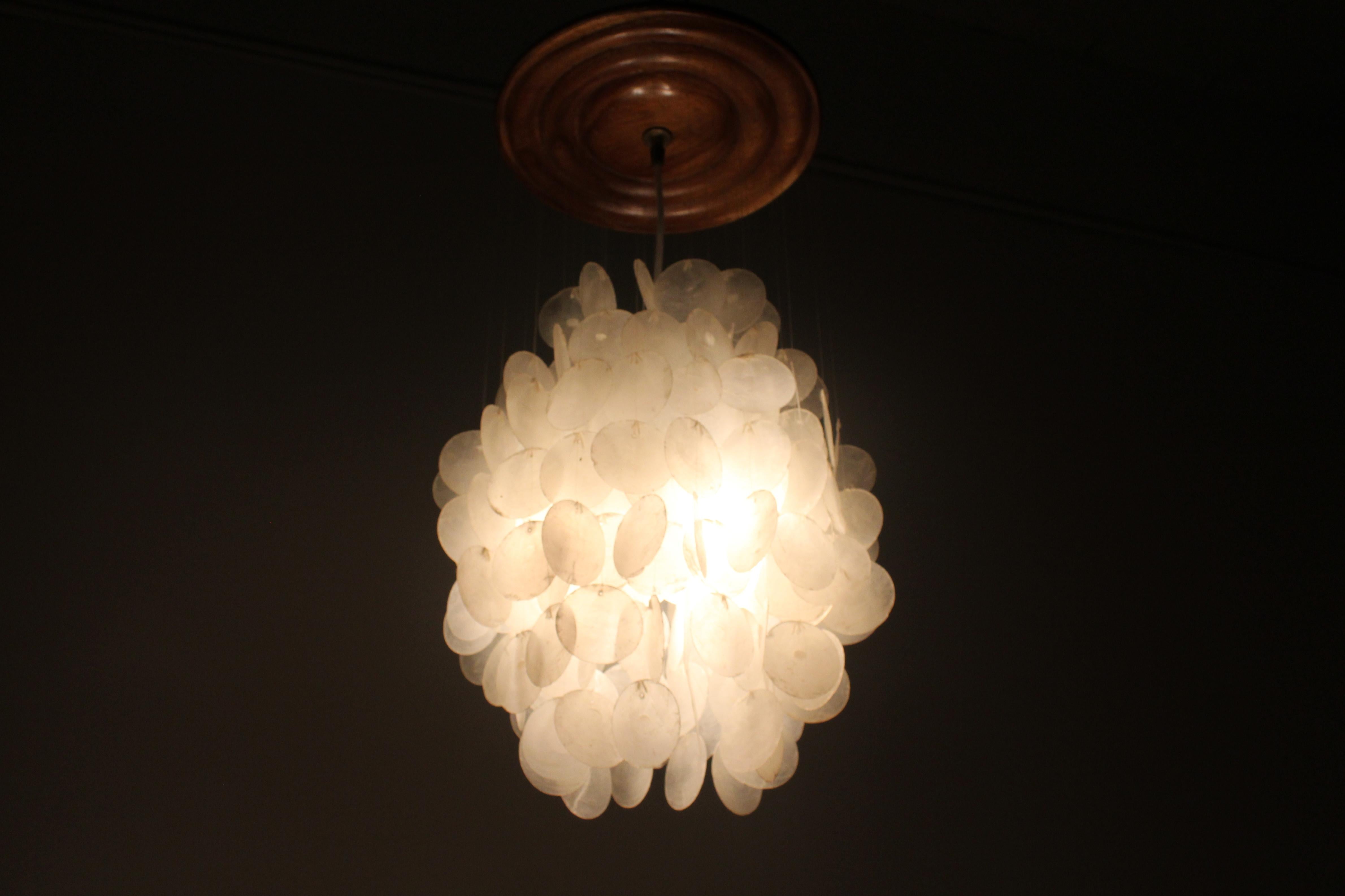 Mid-Century Shell Suspension Lamp by V. Panton for J. Luber AG 1960s For Sale 8