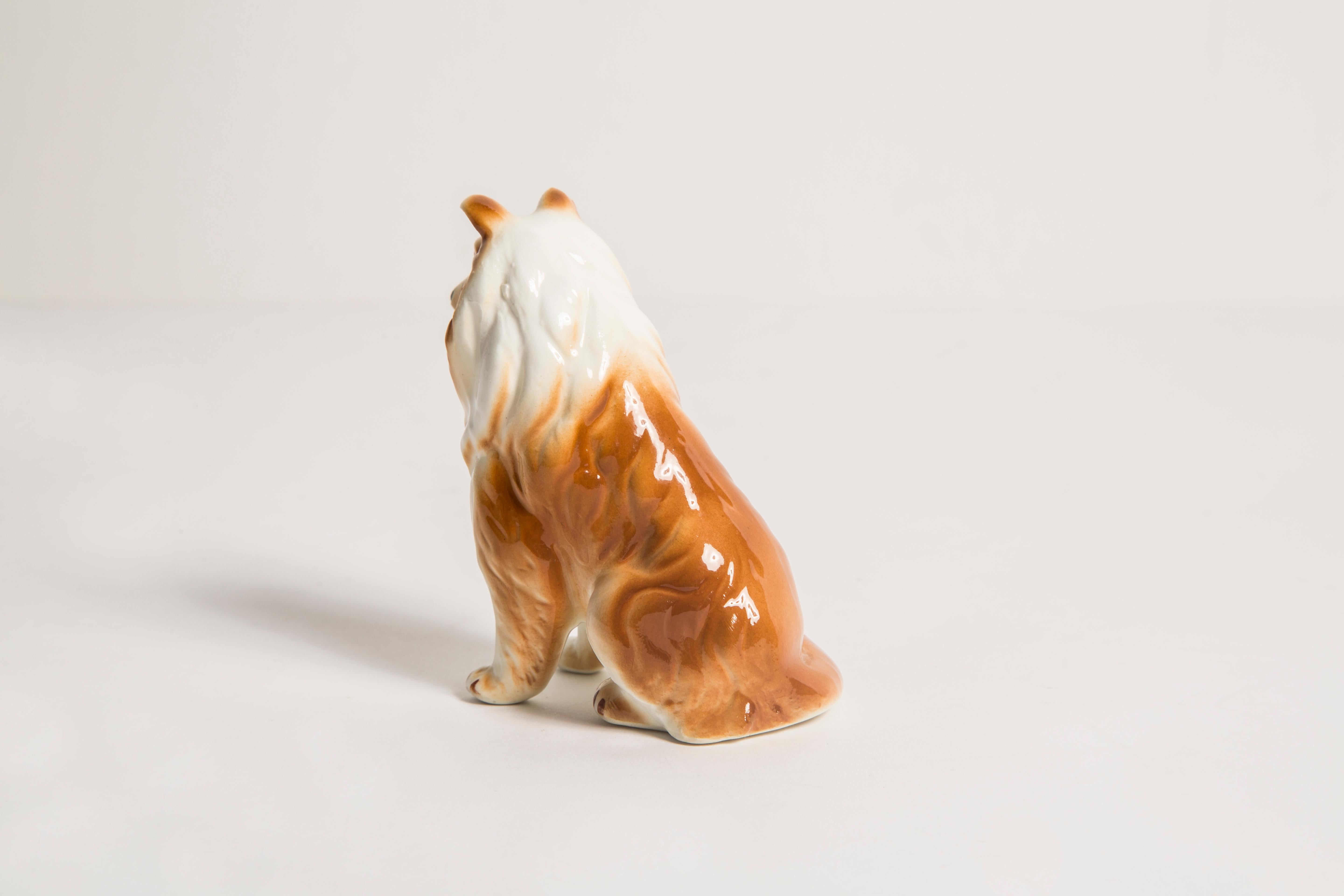 English Midcentury Sheltie Shetland Lassie Collie Ceramic Dog Sculpture, Europe, 1960s For Sale