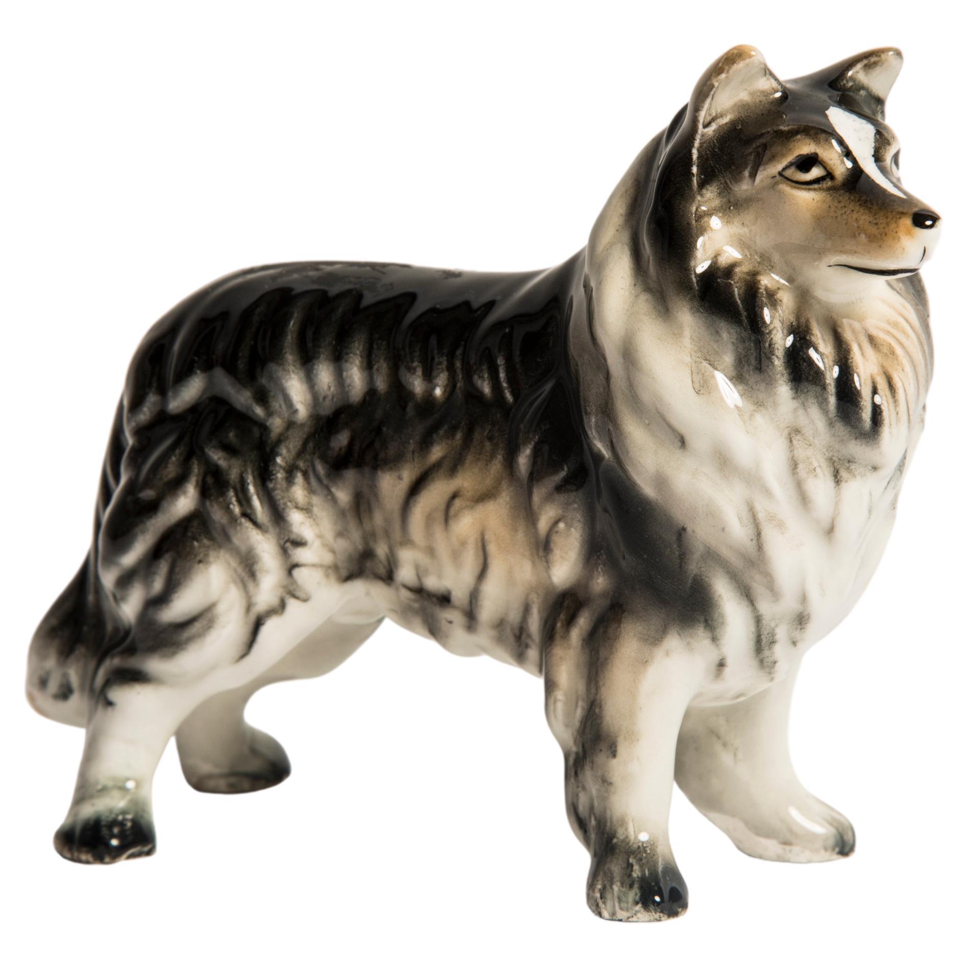 Midcentury Sheltie Shetland Sheepdog Ceramic Dog Sculpture, Europe, 1960s For Sale