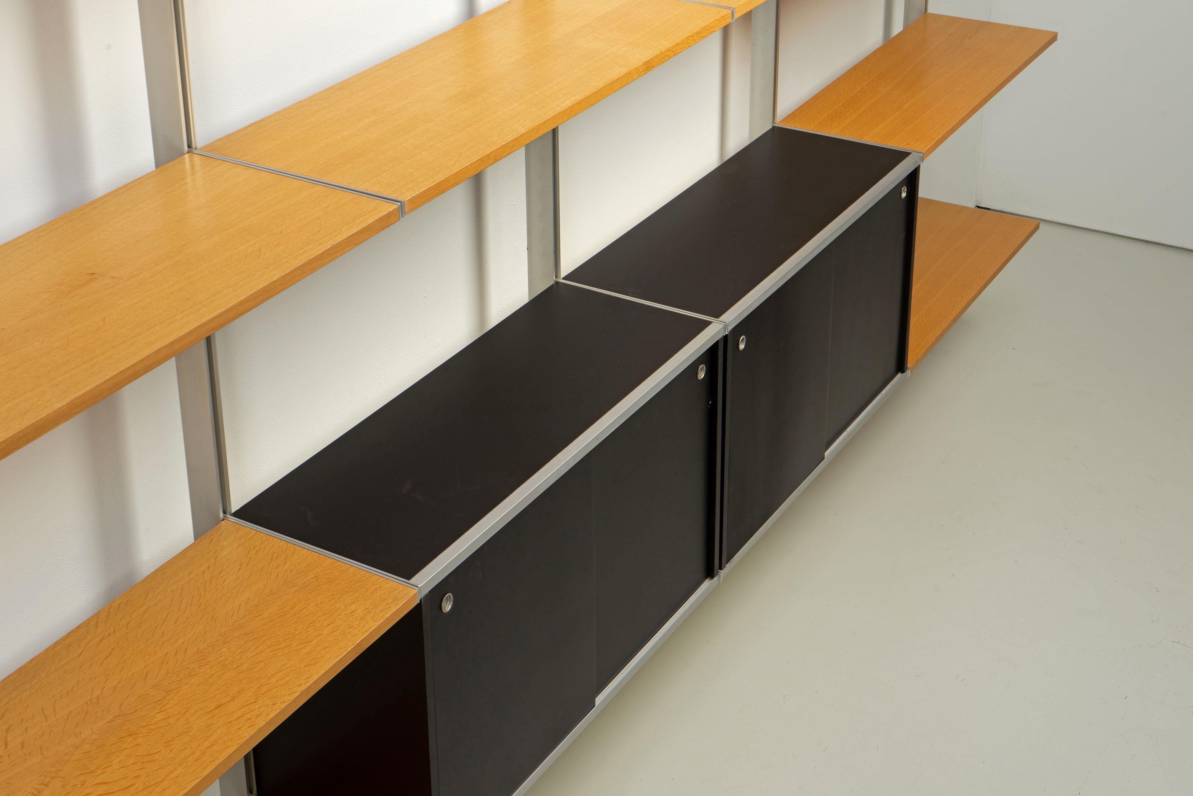 Aluminum Mid Century Shelving System by George Nelson CSS for Herman Miller, 1960s, Oak