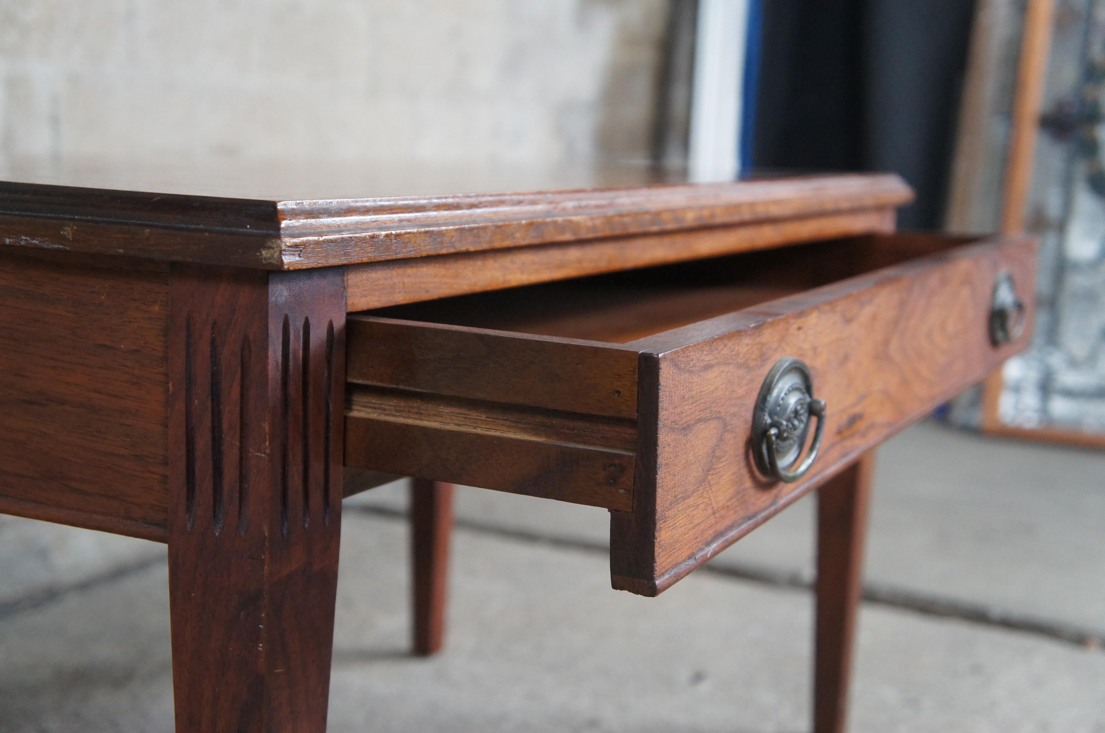 Midcentury Sheraton Revival Walnut Piano Foyer Bench Seat Coffee Table Drawer 2