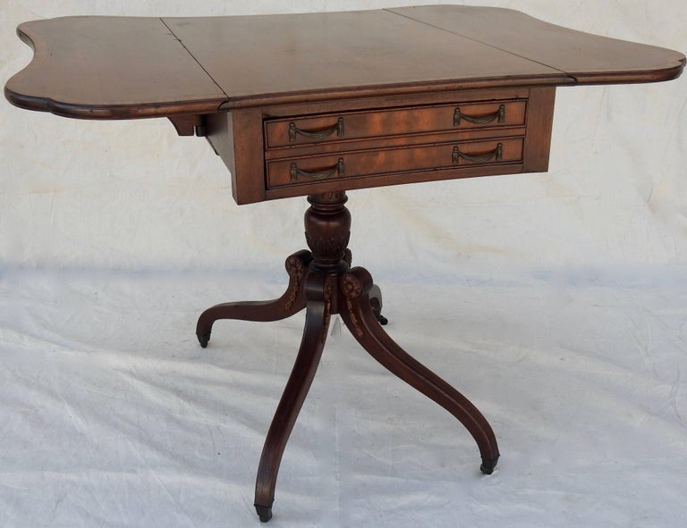 MidCentury Sheraton Style Walnut Butterfly DropLeaf Table For Sale at