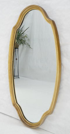 Mid Century Shield Shape Large 22x44 Oval Gold Gilt Leaf Wall Mirror MINT