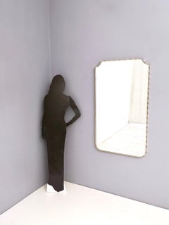Mid-century Shield Shaped Wall Mirror with a Brass Studded Frame, Italy, 1960s