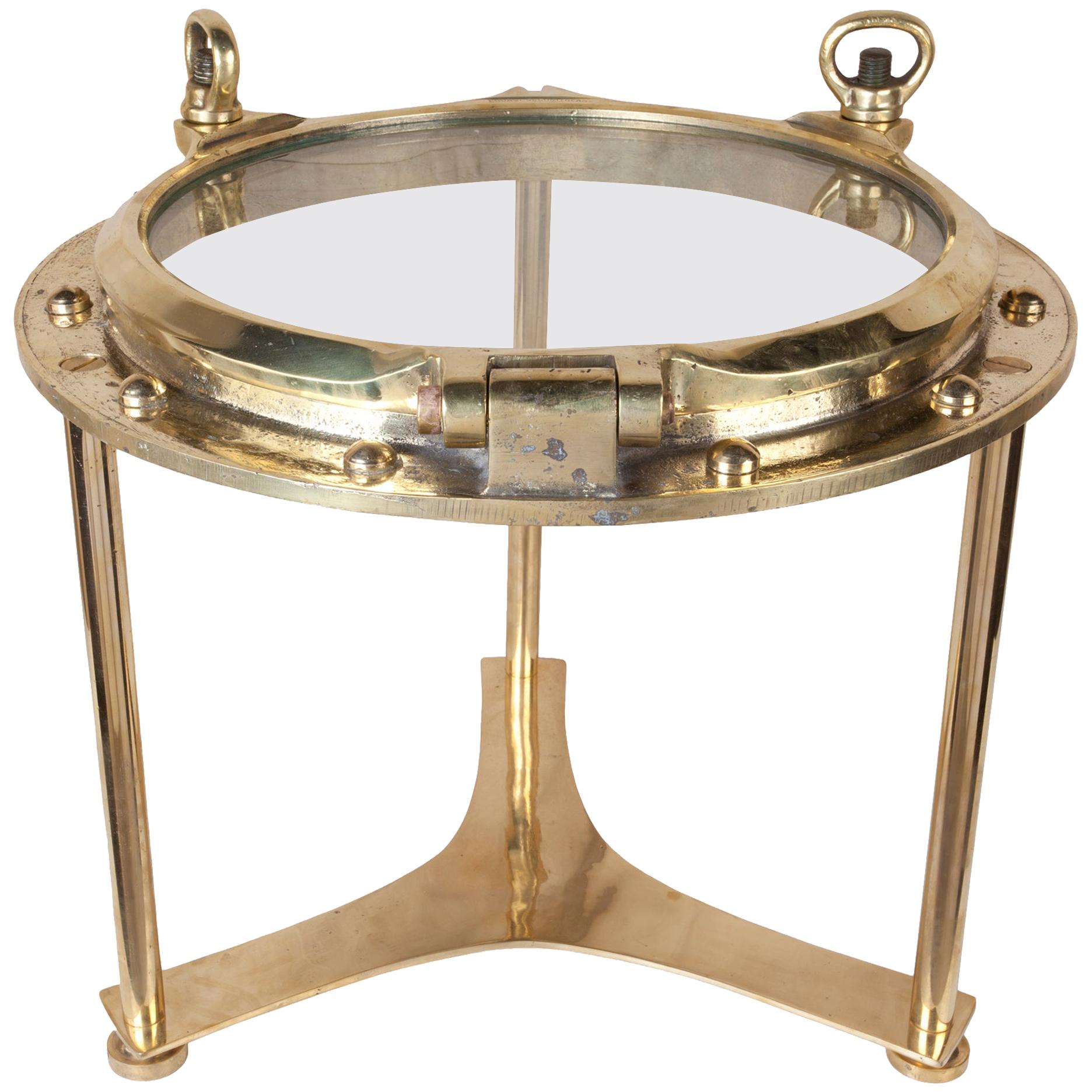 Ship's Brass Porthole Coffee or Side Table by Deborah Lockhart Phillips For Sale