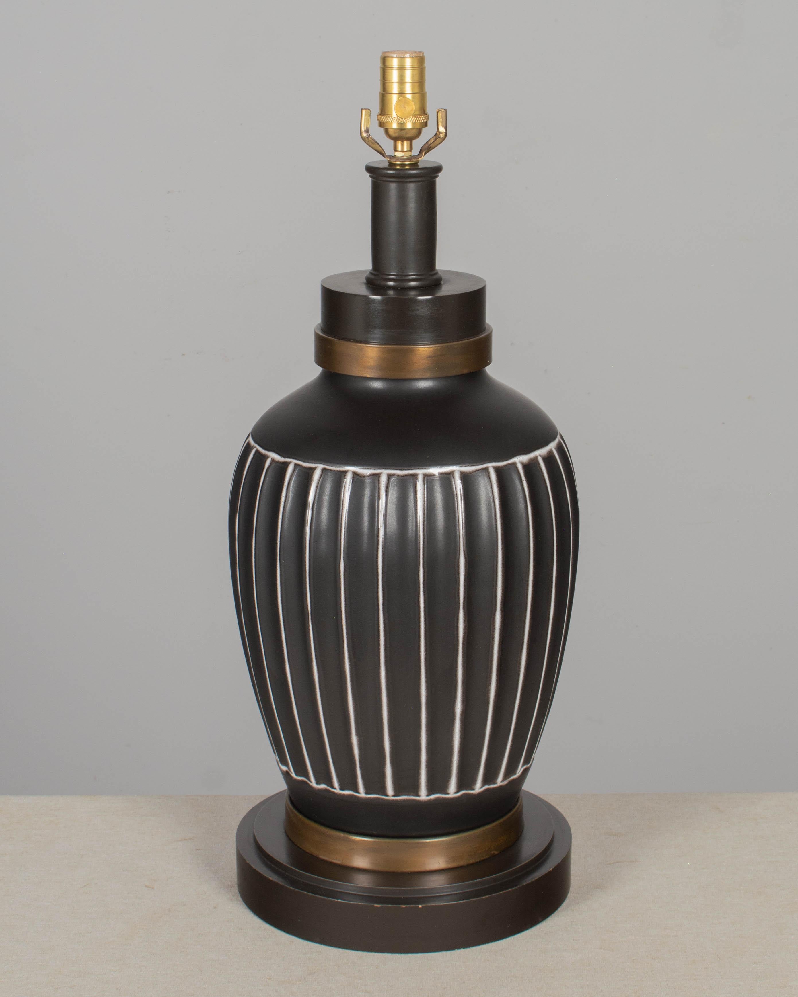 Glazed Mid Century Søholm Danish Pottery Lamp For Sale