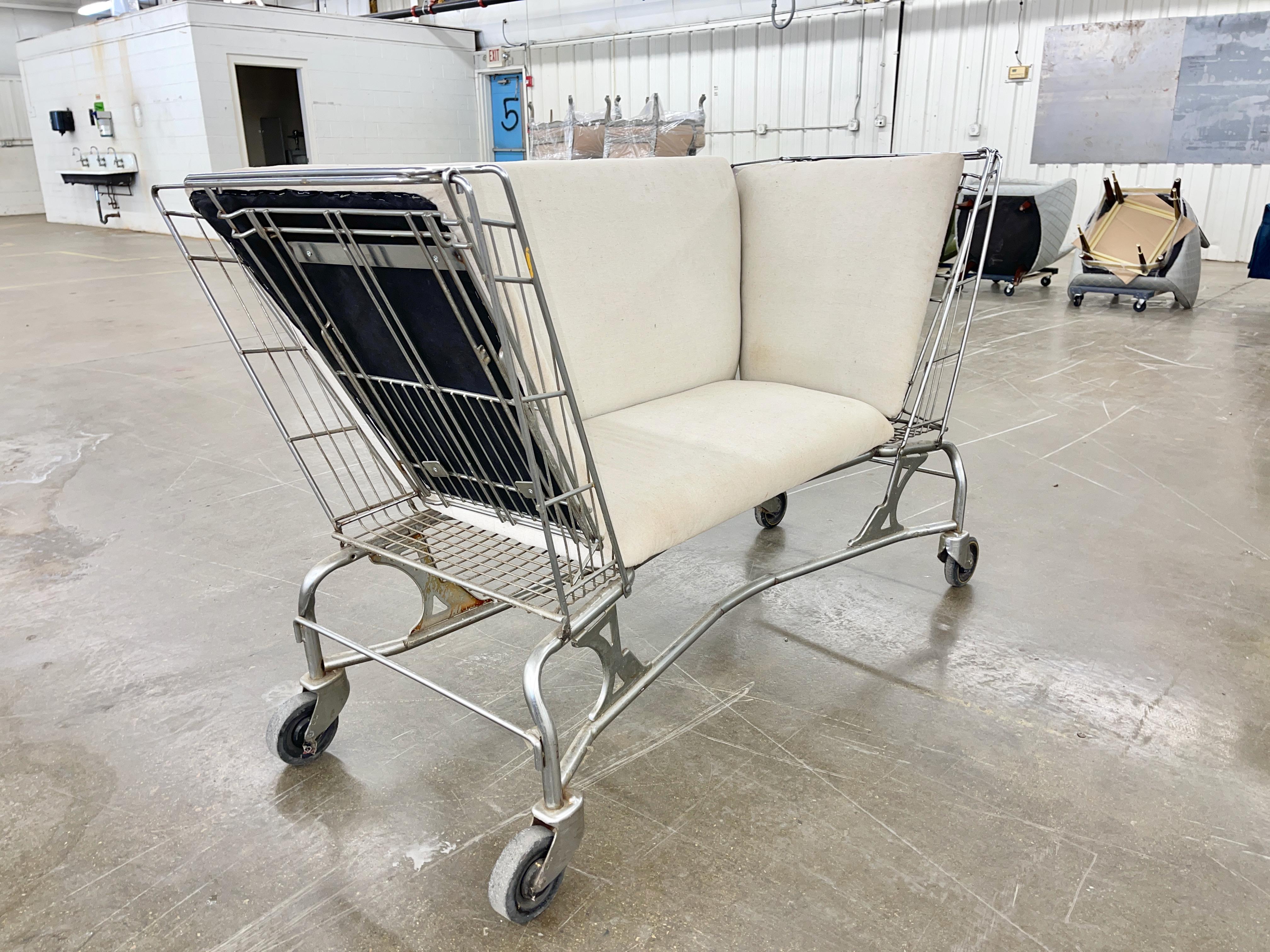 Steel Mid-Century Shopping Cart Loveseat or Settee For Sale