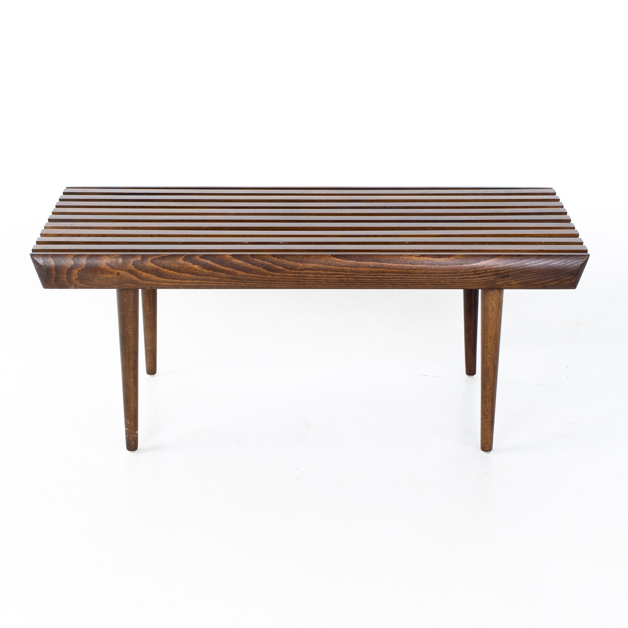 Mid-Century Modern Mid Century Short Slat Bench