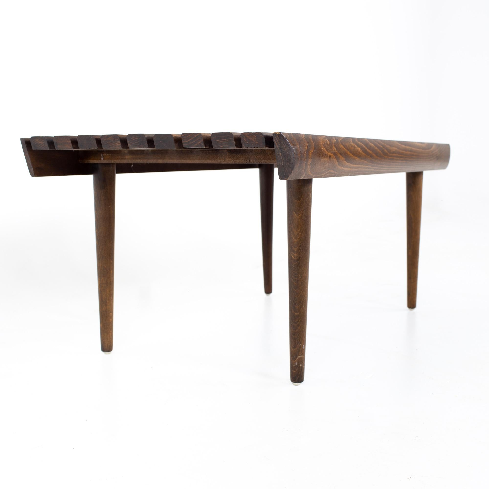Late 20th Century Mid Century Short Slat Bench