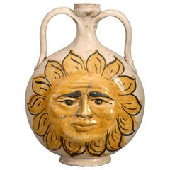 Midcentury Sicilian Caltagirone Pottery Sunburst Vase