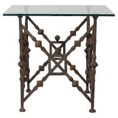 Table d'appoint sicilienne du milieu du siècle dernier en fonte et bronze doré avec plateau en verre