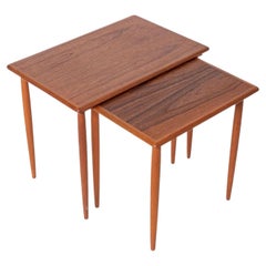 Mid Century Side Nesting Tables in Teak Wood, circa 1960