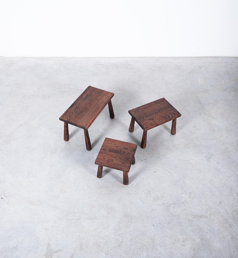 Mid Century Side Nesting Tables Walnut Wood, France, circa 1955 For Sale 6