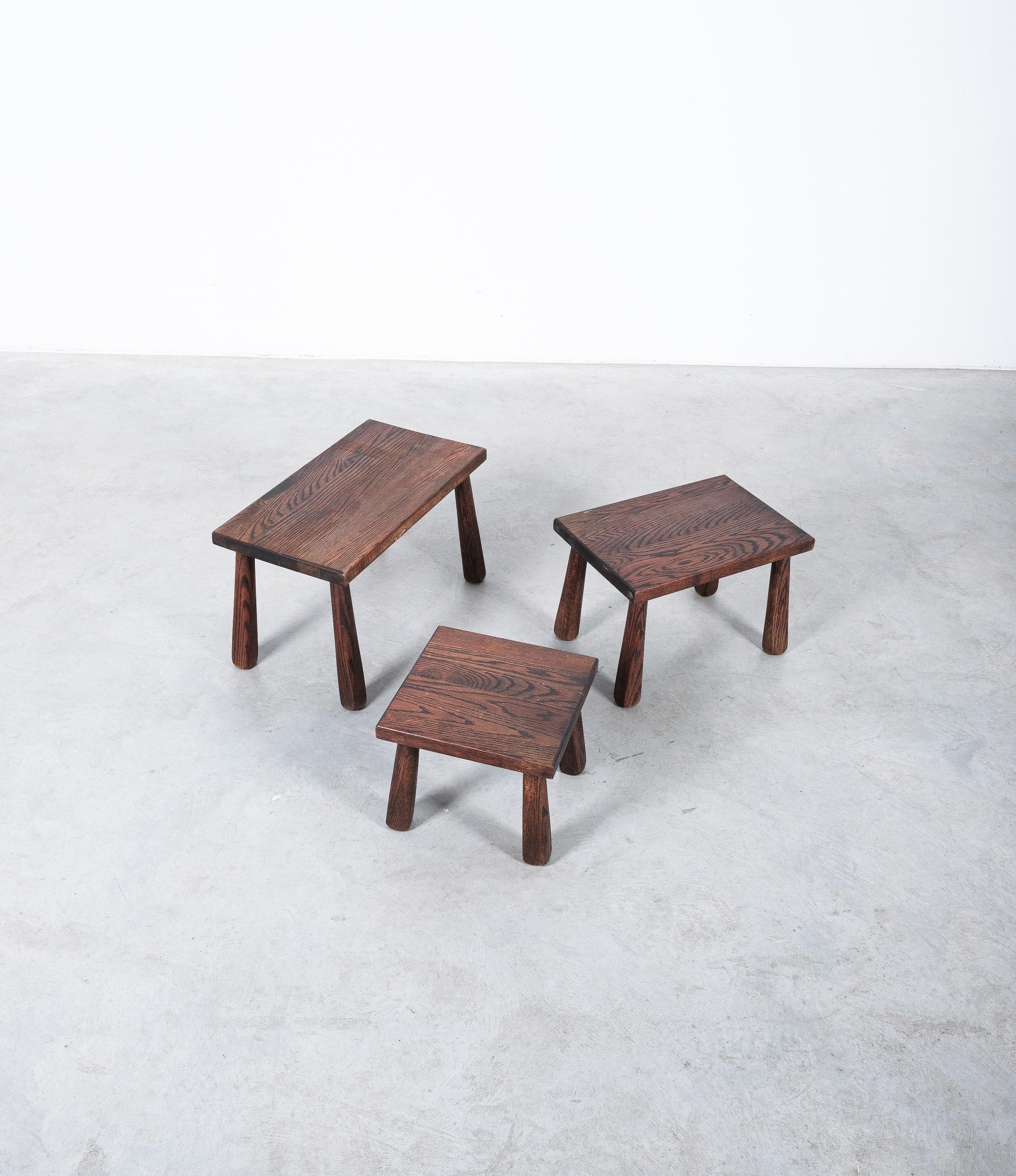Mid-20th Century Mid Century Side Nesting Tables Walnut Wood, France, circa 1955 For Sale