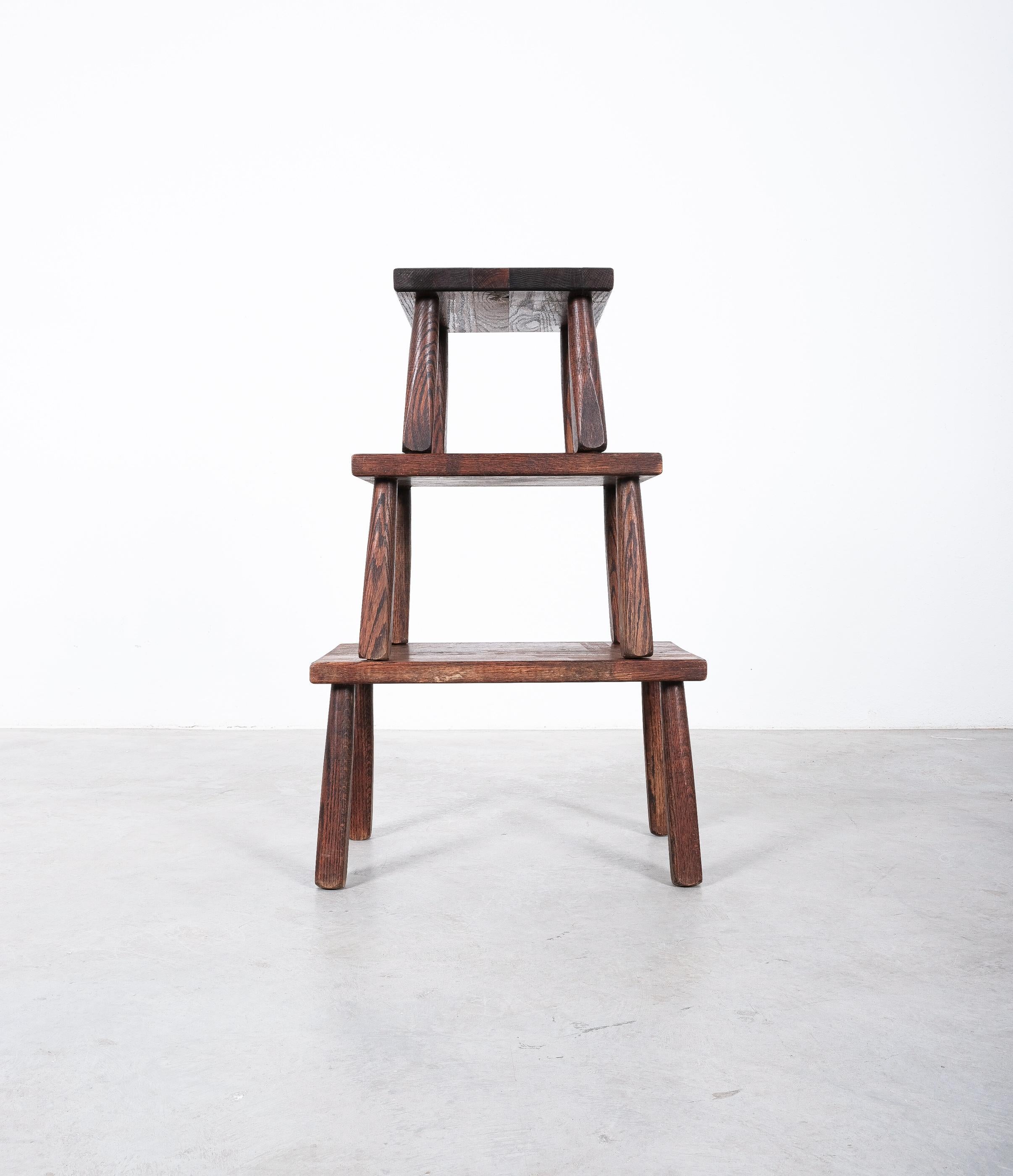 Mid Century Side Nesting Tables Walnut Wood, France, circa 1955 For Sale 2