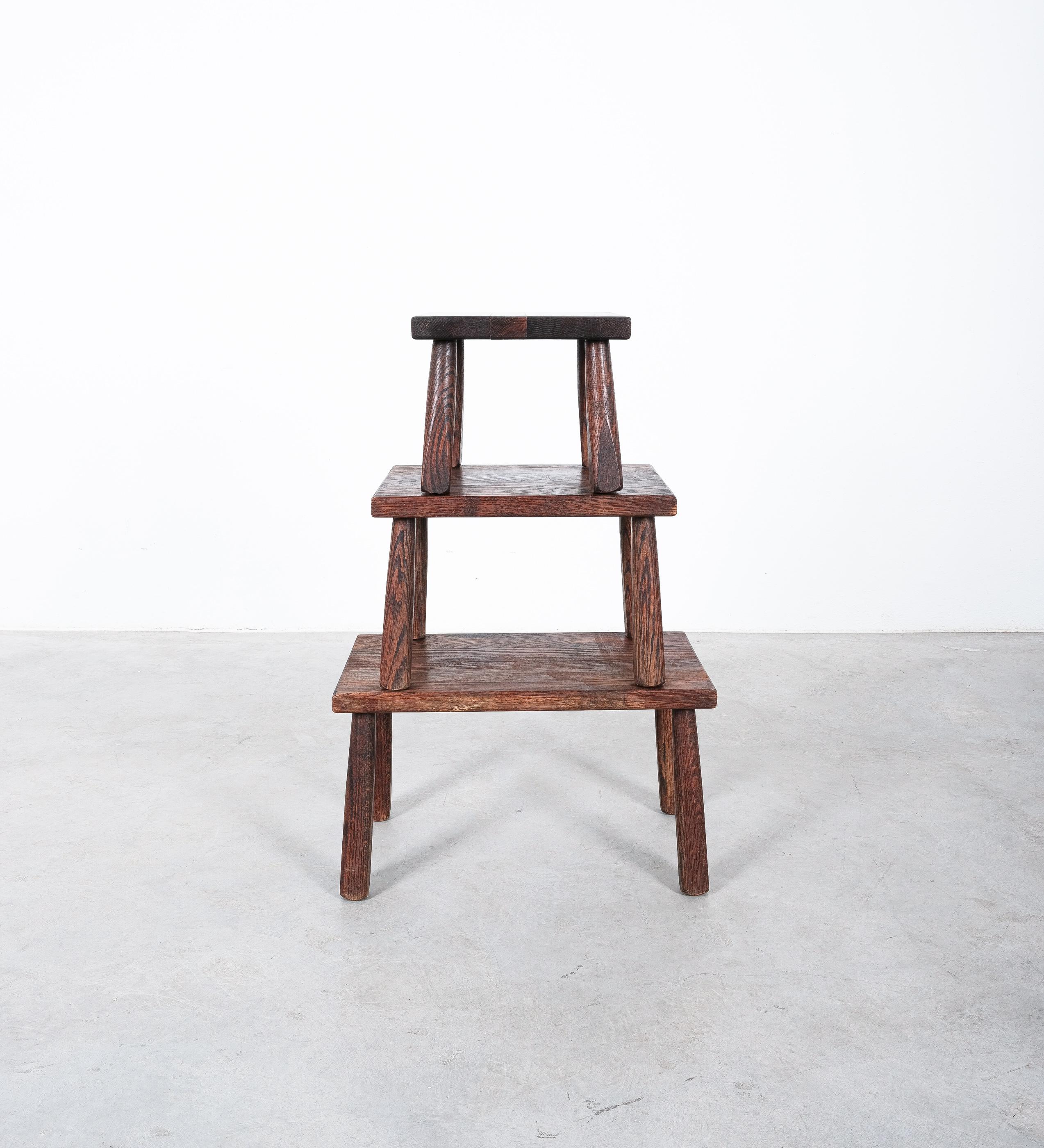 Mid Century Side Nesting Tables Walnut Wood, France, circa 1955 For Sale 3