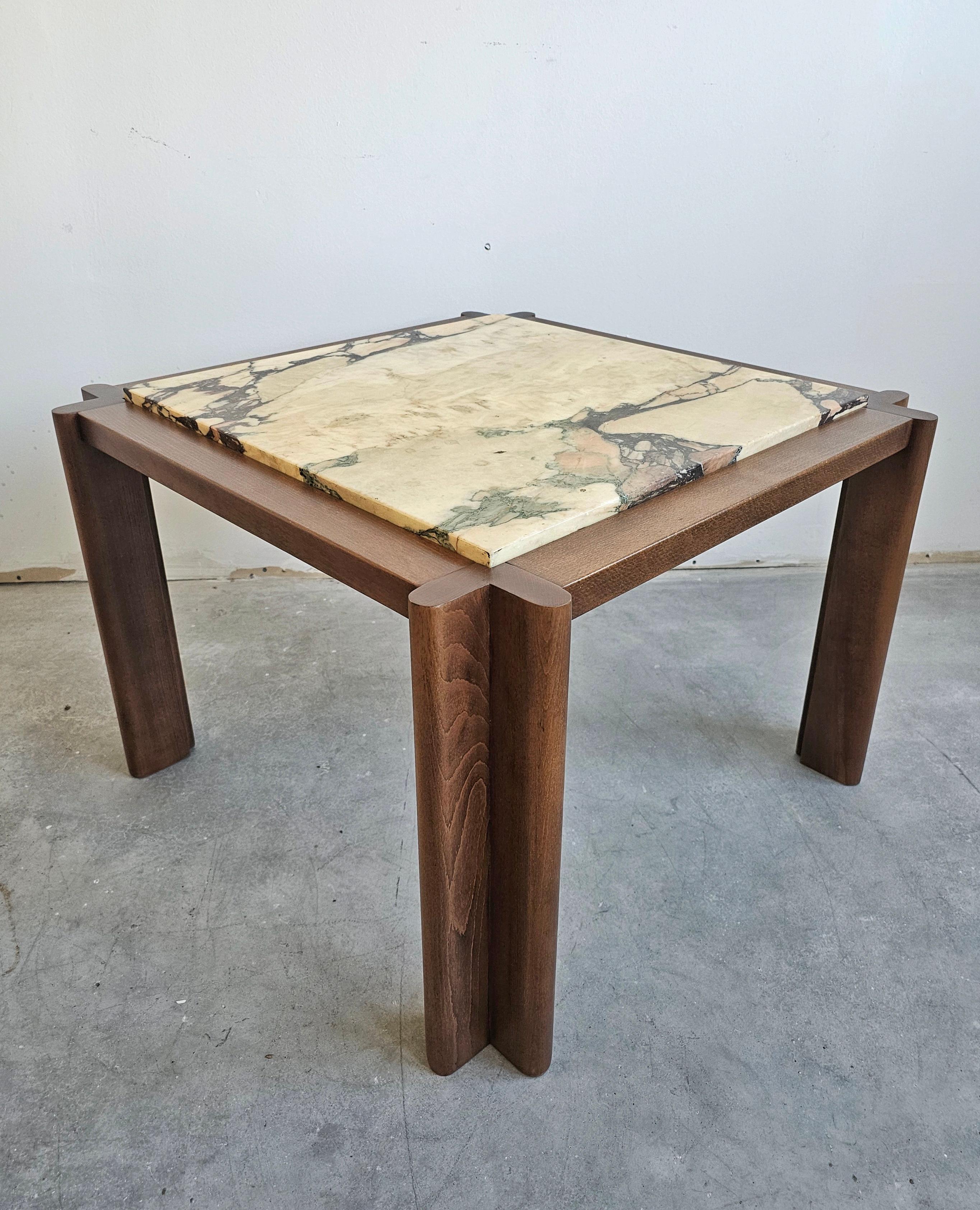 Mid Century Side or Coffee Table done in beech with Calacatta Viola marble In Good Condition In Beograd, RS