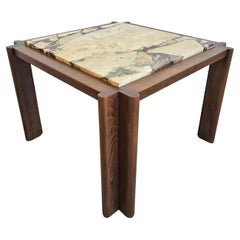 Mid Century Side or Coffee Table done in beech with Calacatta Viola marble