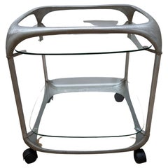 Mid Century Side Table by Lorenzo Burchiellaro in Aluminium with Glass Shelves