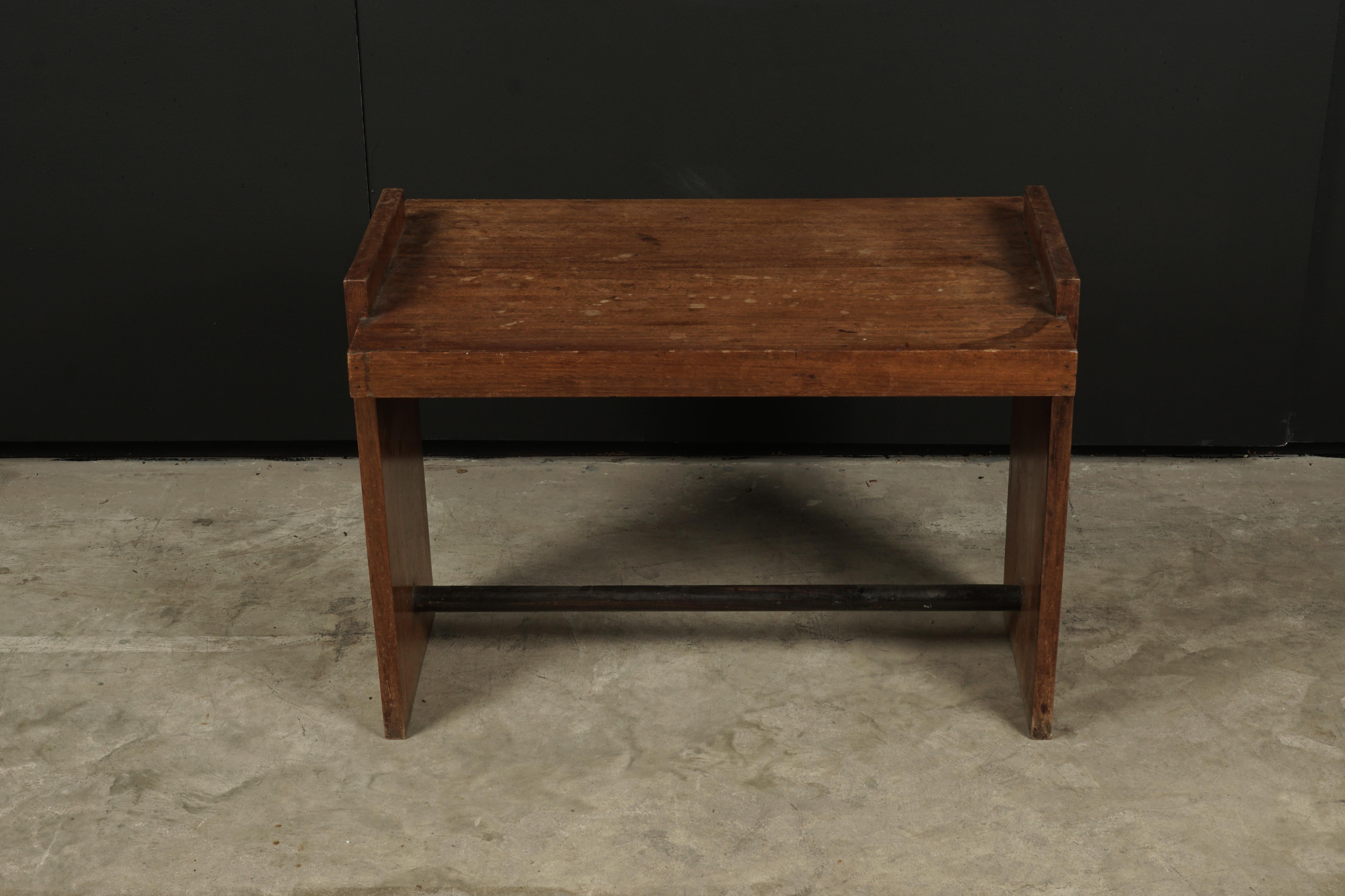 Midcentury side table from France, circa 1960. Light patina and wear.