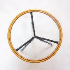 Mid Century Side Table in Bamboo, Metal and Glass -The Netherlands 1960s