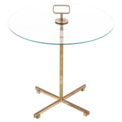 Mid-Century Side Table in Brass and Glass, 1950s