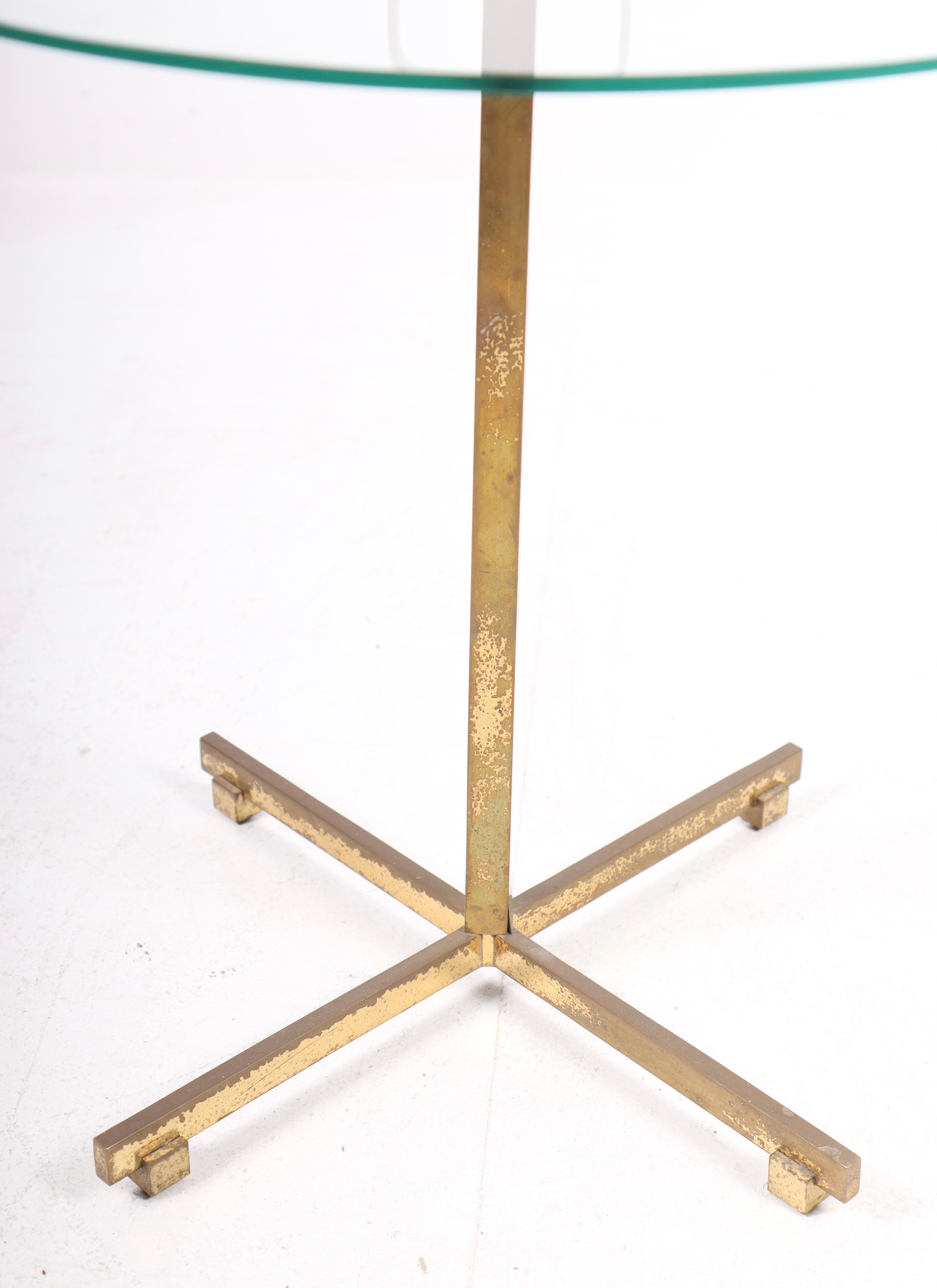 Danish Mid-Century Side Table in Brass and Glass, 1950s For Sale