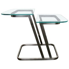 Mid-Century Side Table in Glass and Chrome