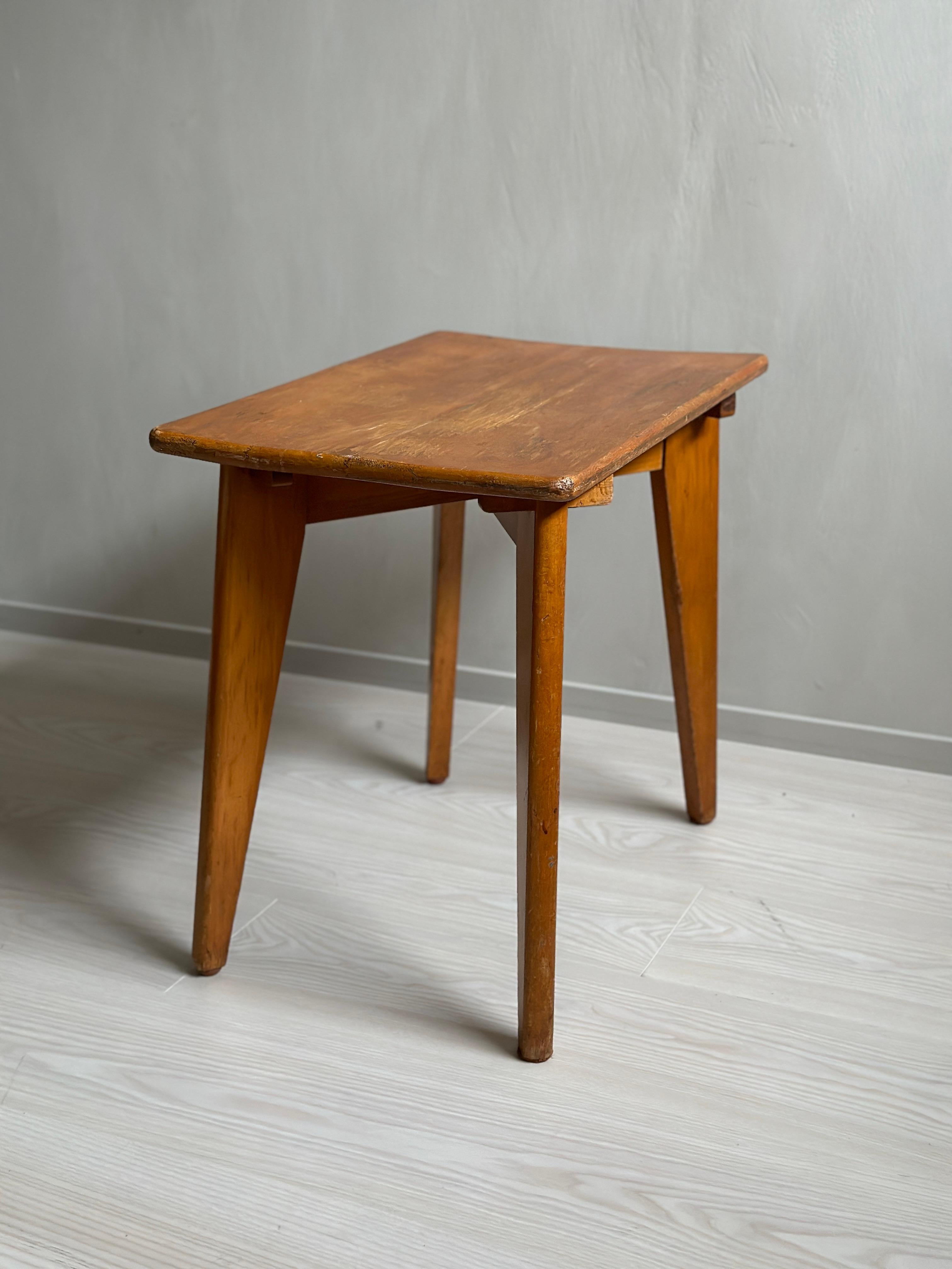 Midcentury Side Table in Style of Jean Prouvé, France, 1950s 1