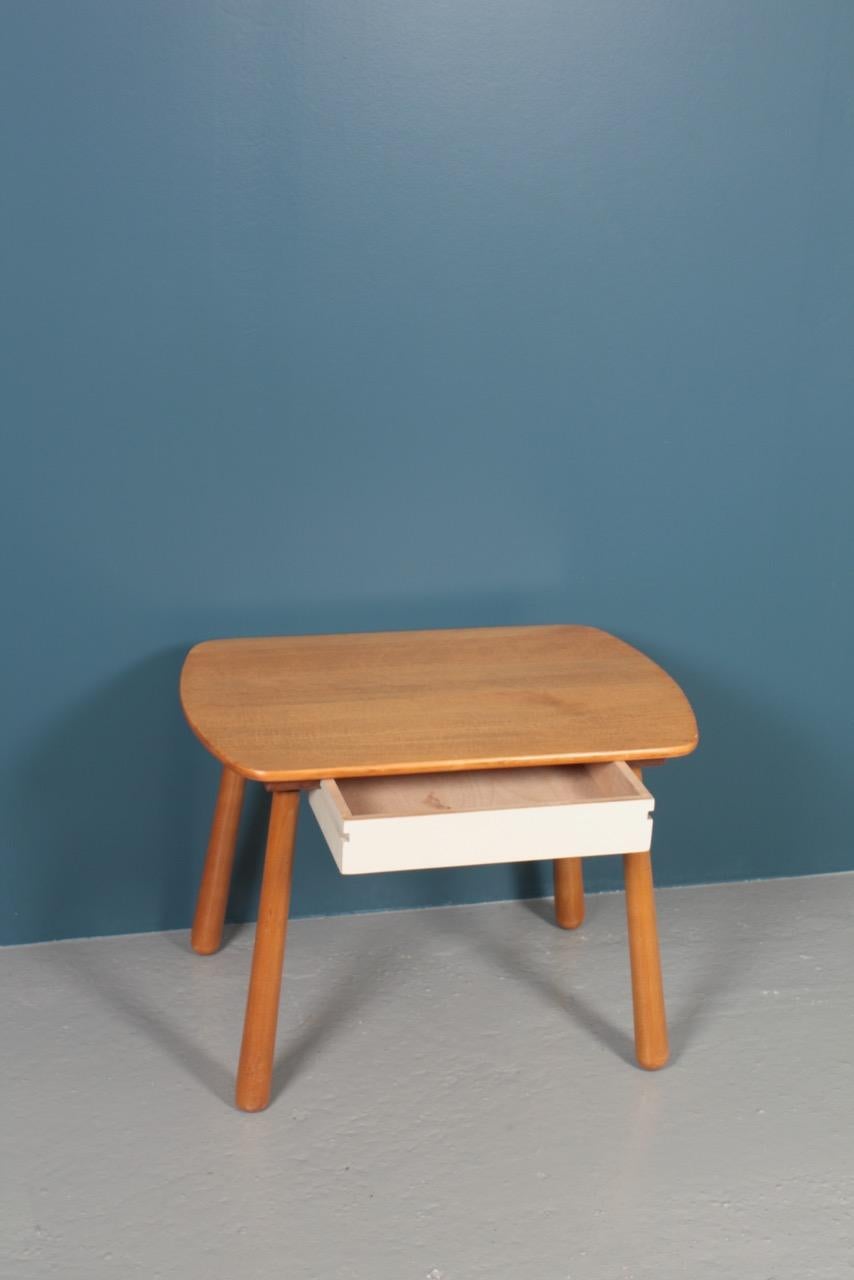 Beech Midcentury Side Table in the Style of Phillip Achtander, Danish Modern, 1940s