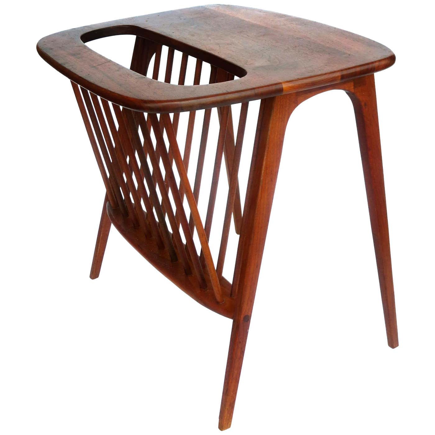 Midcentury Side Table / Magazine Rack in Solid Walnut by Arthur Umanoff ...