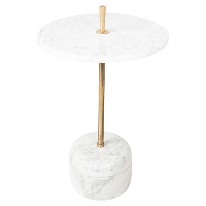 Table d'appoint du milieu du siècle, marbre et laiton, années 1950