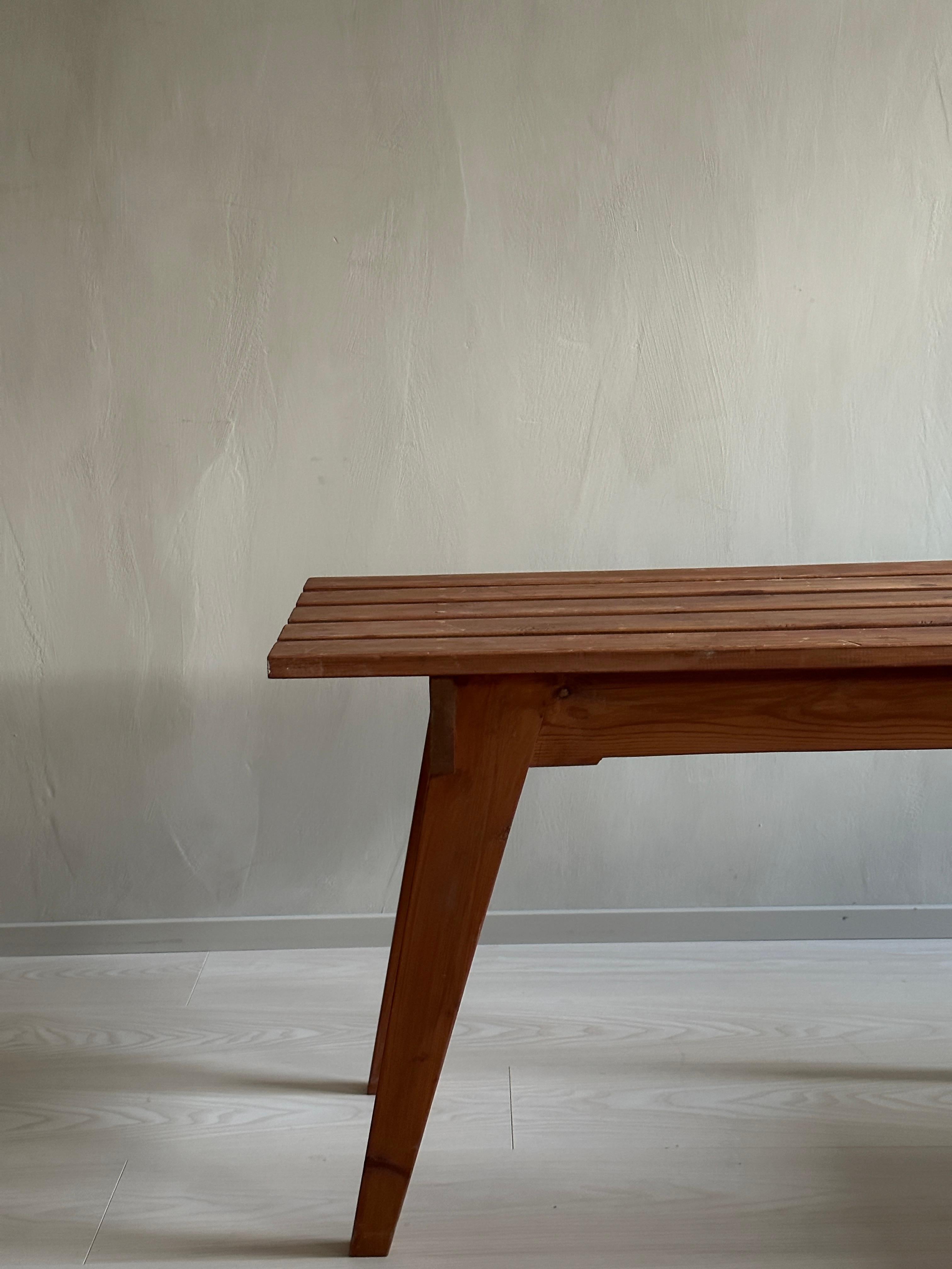 Mid-Century Side Table, Massive Pinewood, France c. 1960s For Sale 3