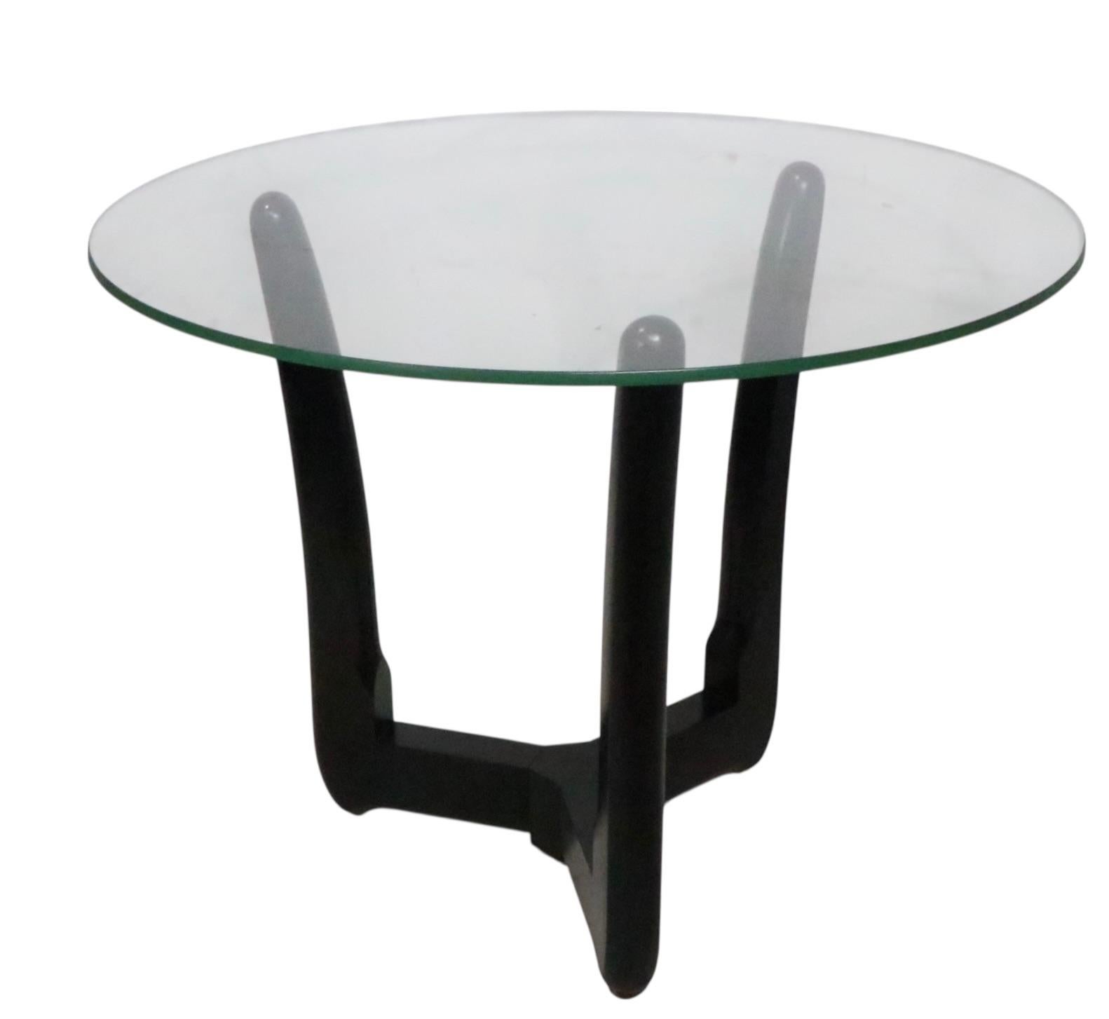 Mid Century Side Table with Glass Top and Organic Form Wood Base att to Pearsall im Angebot 4