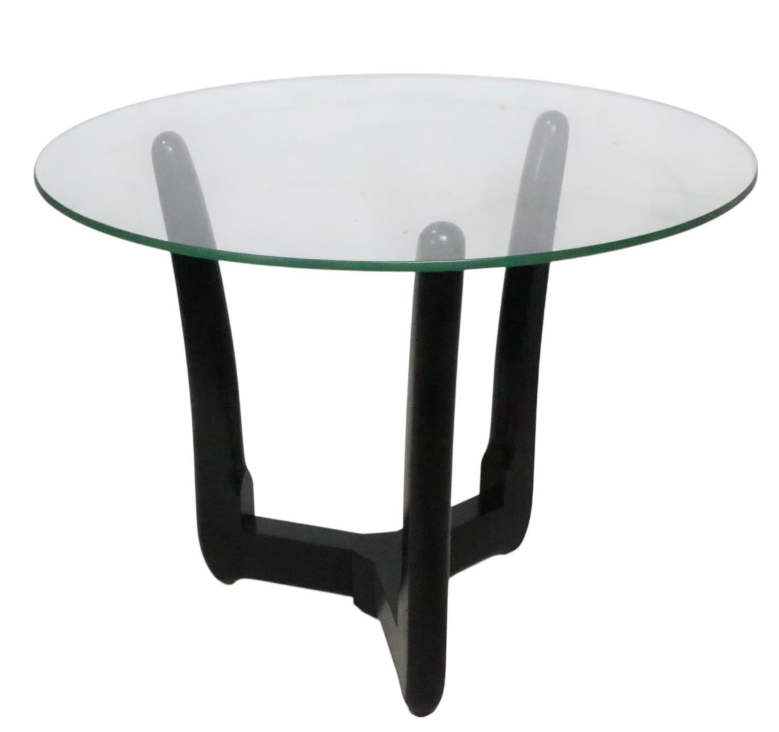 Mid Century Side Table with Glass Top and Organic Form Wood Base att to Pearsall im Angebot 5