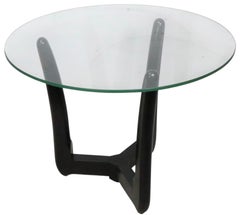 Mid Century Side Table with Glass Top and Organic Form Wood Base att to Pearsall